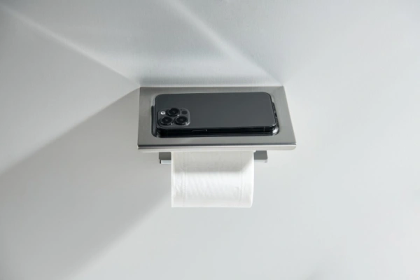 Держатель для туалетной бумаги Aquatek Либра без крышки, с полкой, цвет хром, настенный, латунь/нержавеющая сталь, форма прямоугольная, для туалета/ванной