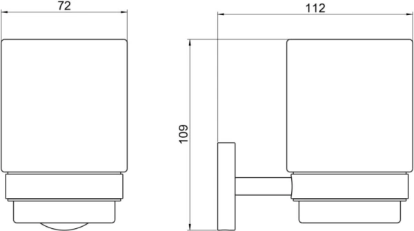 Стакан с держателем Aquatek Бетта настенный, латунь/керамика/нержавеющая сталь, округлый, для душа/ванны/зубных щеток, в ванную комнату, цвет хром