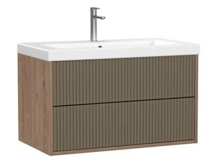 Тумба под раковину Cersanit CLASSIC RIBBLE 80 для COMO 80, подвесная, цвет коричневый, 2 выдвижных ящика, прямоугольная