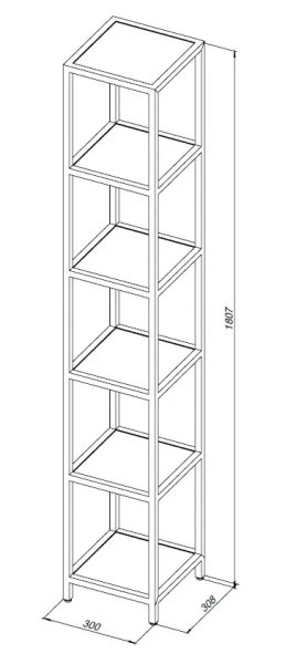 Стеллаж Allen Brau Liberty 300х308х1800 мм напольный, открытые полки, цвет медь браш, в ванную комнату, металл
