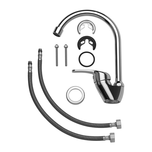 Смеситель для кухни/мойки AQUEDUC однорычажный, поворотный, керамический, длина излива 172 мм, высота 198 мм, латунь, цвет хром 345385