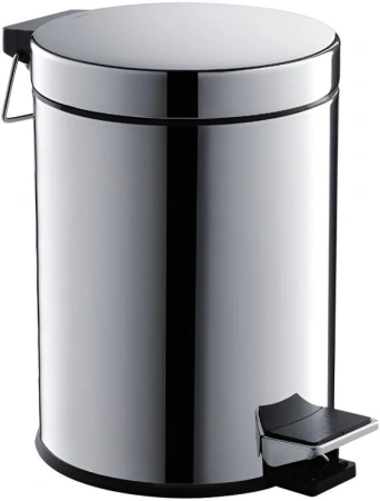 Ведро для мусора Aquatek AQ4991CR с педалью, с крышкой, 5 л, напольное, нержавеющая сталь, форма округлая, для туалета/ванной/кухни, цвет хром
