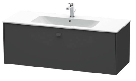 Тумба под раковину Duravit Brioso, 122х47,9х45 см, подвесная, 1 выдвижной ящик, ДСП, цвет: графит матовый, шкафчик навесной, механизм доводчика, прямоугольная, правая/левая, в ванную комнату