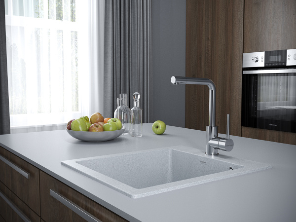 Смеситель для кухни/мойки Paulmark Honner, однорычажный, поворотный излив, керамический картридж, высокий, длина излива 174 мм, латунь, цвет хром