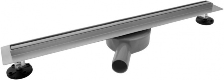 Трап щелевой REA SLIM PRO 500, D40/D50, цвет хром, для душа в полу, с гидрозатвором, горизонтальный выпуск, нержавеющая сталь, прямоугольный