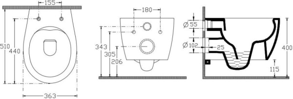 Унитаз подвесной ISVEA Sentimenti Neo, 363х510х400 мм, цвет: изумрудный матовый, горизонтальный (в стену) выпуск, без сиденья, безободковый, антивсплеск, под скрытый бачок