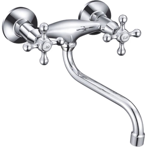 Смеситель для кухни/мойки HAIBA CRON двухвентильный, настенный, поворотный, длина 243 мм, силумин, цвет хром