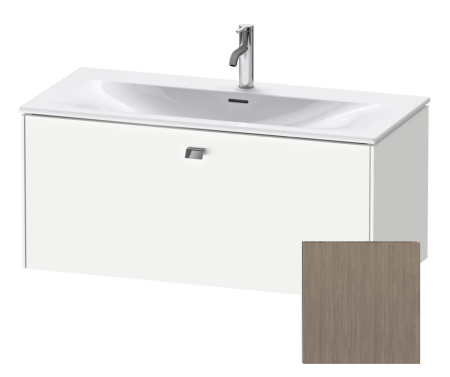 Тумба под раковину Duravit Brioso, 102х46,9х45,2 см, подвесная, 1 выдвижной ящик, ДСП, цвет: дуб терра/хром, шкафчик навесной, механизм доводчика, прямоугольная, правая/левая, для раковины D-Code, в ванную комнату