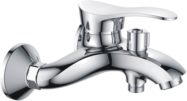Смеситель для ванны/душа HAIBA однозахватный, хромированный, настенный, излив литой 170 мм, неповоротный, латунь, цвет хром