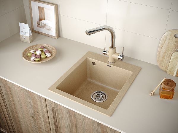 Смеситель для кухни/мойки Paulmark Essen, с подключением к фильтру/биканальный, однорычажный, поворотный излив, керамический картридж, высокий, длина излива 197 мм, латунь, цвет кварц/хром