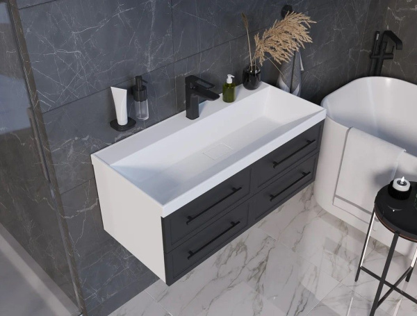 Раковина Velvex Classica Slim 80 белый, 800х360х120 мм накладная, прямоугольная, искусственный камень, цвет белый, с отверстием под смеситель, без слива-перелива