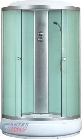 Душевая кабина 90х90х220 см Niagara Classic поддон средний, полукруглая, угловая, стекло матовое, задние стекла белые, с верхним душем, без гидромассажа, смеситель, профиль хром матовый, прозрачное стекло, белая, закрытая