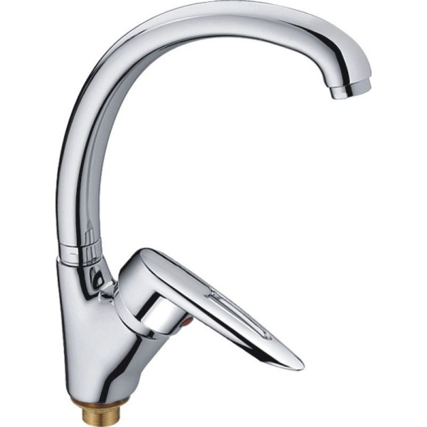 Смеситель для кухни/мойки HAIBA однозахватный, поворотный, латунный, с высоким изливом, длина 218 мм, латунь, цвет хром