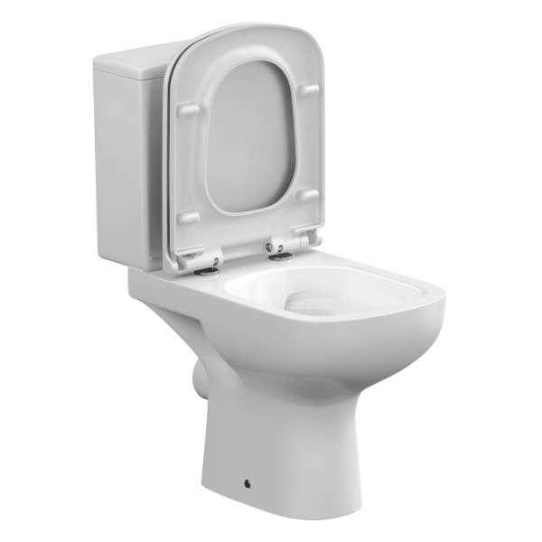 Унитаз компакт Cersanit COLOUR Clean On 011 3/5 DPL EO, белый, нижний (с права) выпуск, напольный, с микролифтом, с крышкой (сиденье) ДЮРОПЛАСТ, безободковый