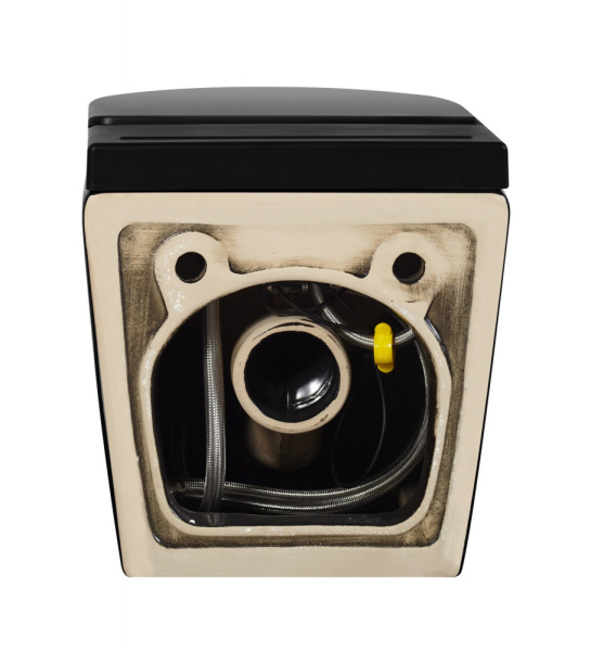 Унитаз подвесной ABBER Bequem 580х360х380 мм цвет черный матовый, горизонтальный (прямой) выпуск, импульсный смыв, система антивсплеск, безободковый, с сиденьем микролифт, дюропласт, под скрытый бачок AC1108PMB