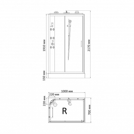 Душевая кабина 70х100х217 см Sphera R, BandHours (правая) поддон низкий, прямоугольная, угловая, с гидромассажем, с верхним душем, смеситель, профиль хром, прозрачное стекло, белая, закрытая Душевая кабина 70х100х217 см Sphera R, BandHours (правая) поддон низкий, прямоугольная, угловая, с гидромассажем, с верхним душем, смеситель, профиль хром, прозрачное стекло, белая, закрытая