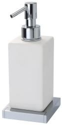 Дозатор для жидкого мыла Webert Pegaso, цвет хром/белый, емкость дозатора белая, для ванной/туалета, встраиваемый в стену, для ванной/туалета