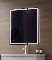 Зеркальный шкаф Azario Minio 70 L, 70х80х16 см, с LED/ЛЕД-подсветкой, подвесной, цвет белый, зеркало, 2 распашные дверцы, прямоугольный, левый, левосторонний