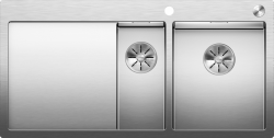 Мойка кухонная Blanco CLARON 6 S-IF/А чаша справа 100х51х19 см, две чаши, врезная сверху/в уровень со столешницей, нержавеющая сталь, прямоугольная, полированная, 1 отверстие под смеситель, с крылом, клапан-автомат InFino