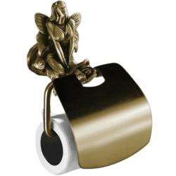 Держатель для туалетной бумаги Art&Max Fairy, с крышкой, бронза, настенный, латунь, форма прямоугольная, для туалета/ванной, бумагодержатель