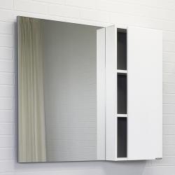 Зеркальный шкаф Comforty Милан 90, 88х80х16 см, подвесной, цвет белый, зеркало, с 1 распашной дверцей/полки, механизм плавного закрывания, прямоугольный