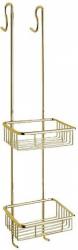 Полка-корзина двойная Art&Max, настенная, латунь/латунная, форма прямоугольная, подвесная в ванную/туалет/душевую кабину, цвет золото
