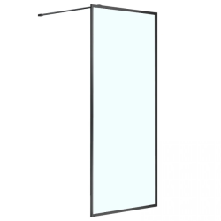 Душевая перегородка Azario RICHMOND Walk-in, 140х200 см, прозрачное стекло, профиль черный, правая/левая, плоская (панель), из прозрачного стекла, (ограждение без поддона) стеклянное