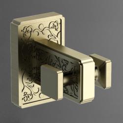 Крючок двойной Art&Max Gotico, настенный, форма прямоугольная, латунь, для полотенец в ванную/туалет/душевую кабину, цвет бронза, на стену