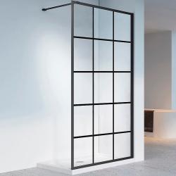 Душевая перегородка Veconi Korato KR-80, 80х200 см, прозрачное стекло/профиль черный, правая/левая, плоская (панель), из прозрачного стекла, (ограждение без поддона)