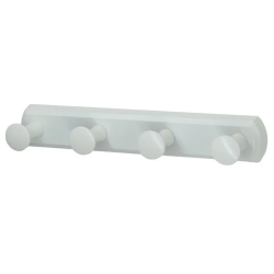 Планка с крючками WasserKRAFT, 4 крючка, настенная, металлическая, для полотенец/халатов в ванную/туалет/душевую кабину, цвет белый матовый