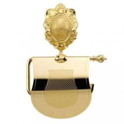 Держатель для туалетной бумаги Migliore Cleopatra, с крышкой, цвет: золото, настенный, латунный, форма округлая, для туалета/ванной, бумагодержатель