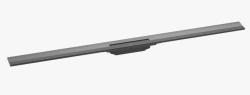 Решетка Hansgrohe RainDrain Flex 120, для пристенного монтажа, для душевого трапа, укорачиваемая, 120х7,6 см, цвет шлифованный черный хром, для душа в пол, нержавеющая сталь, прямоугольная