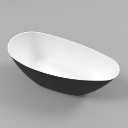 Ванна Whitecross Spinel A, 150х70 см, из искусственного камня, цвет- черный/белый матовый, (без гидромассажа) овальная, отдельностоящая, правосторонняя/левосторонняя, правая/левая, универсальная