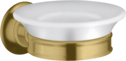 Мыльница Axor Montreux настенная, с держателем, цвет: шлифованное золото, металлическая/керамическая, круглая, для душа/мыла, в ванную комнату
