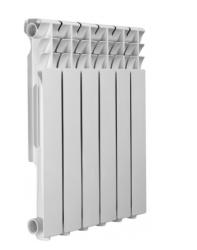 Радиатор отопления Azario AL500/80 (6 секций) алюминиевый, цвет: белый, секционный, боковое подключение, для квартиры, водяной, мощность 780 Вт, настенный