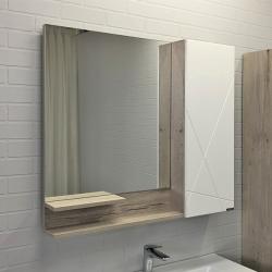 Зеркальный шкаф Comforty Мерано 90, 90х80х15 см, подвесной, цвет белый/дуб дымчатый, зеркало, с 1 распашной дверцей/полки, механизм плавного закрывания, прямоугольный