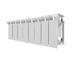 Радиатор RADENA 150/120, 8 секций, биметаллический, панельный, боковое подключение, для отопления квартиры, дома, мощность 704 Вт, настенный/напольный, цвет белый