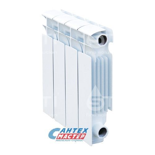 Радиатор отопления STI 350/80 (10 секций) биметаллический, боковое подключение, для квартиры, дома, водяные, мощность 1050 Вт, настенный, батарея, белый