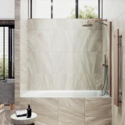 Душевая шторка на ванну MaybahGlass, 140х80 см, прозрачное стекло/профиль широкий, цвет бронза, фиксированная, закаленное стекло 8 мм, плоская/панель, правая/левая, правосторонняя/левосторонняя, универсальная