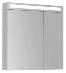 Зеркальный шкаф Dreja Max, 80х80 см, подвесной, цвет белый, зеркало с подсветкой LED/ЛЭД, выключатель, с 2 распашными дверцами/двухстворчатый, полки