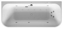 Ванна Duravit Happy D.2 Plus 180х80 см гидромассажная, пристенная, акриловая, цвет: белый/графит матовый, с ножками/сливом-переливом/фронтальной панелью, прямоугольная, с системой гидромассажа Combi-System P, с двумя наклонами для спины