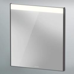 Зеркало Duravit Brioso, 62х70х3,5 см с LED/ЛЕД-подсветкой, прямоугольное, подвесное/настенное, цвет рамы: графит матовый, настенный выключатель, для ванной
