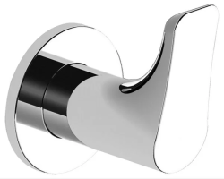 Крючок одинарный Art&Max Saffo, настенный, форма округлая, латунь, для полотенец в ванную/туалет/душевую кабину, цвет хром, на стену