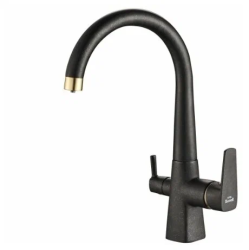 Смеситель для кухни/мойки ZorG Steel Hammer 819, под фильтр, однорычажный, поворотный, керамический картридж, длина излива 248 мм, латунь, цвет черный/бронза
