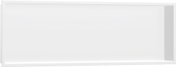 Полка Hansgrohe XtraStoris Original 300/900/100, с рамой, размер 30х90х10 см, встраиваемая в нишу, форма прямоугольная, цвет матовый белый, нержавеющая сталь, встроенная/настенная, шкаф/короб, в стену, для душа/ванной