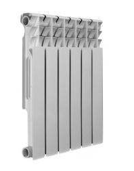 Радиатор отопления Azario BM500/80 (6 секций) биметаллический, цвет: белый, секционный, боковое подключение, для квартиры, водяной, мощность 732 Вт, настенный