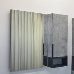 Зеркальный шкаф Comforty Франкфурт 90, 88х80х16 см, подвесной, цвет светлый бетон, зеркало, с 1 распашной дверцей/полки, механизм плавного закрывания, прямоугольный