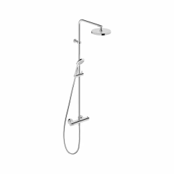 Душевая система Duravit B.2, 1 режим, высота 122 см, цвет: хром, комплект:  верхний душ/ручной душ/душевой термостат/душевой шланг/держатель для душа, наружного монтажа, настенная, латунная/пластиковая, для душа/ванной