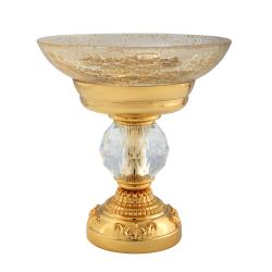 Мыльница Migliore Cristalia, настольная, керамика/стекло, форма округлая, для душа/мыла, в ванную/туалет/душевую кабину, цвет золото с кристаллом Swarovski