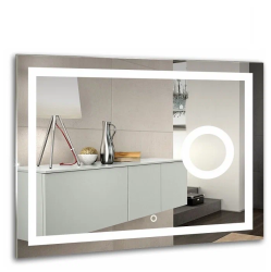 Зеркало Silver Мirrors Оптима, 90х70 см, с LED/ЛЕД-подсветкой, прямоугольное, выключатель сенсорный с функцией диммера, увеличительное стекло, для ванны